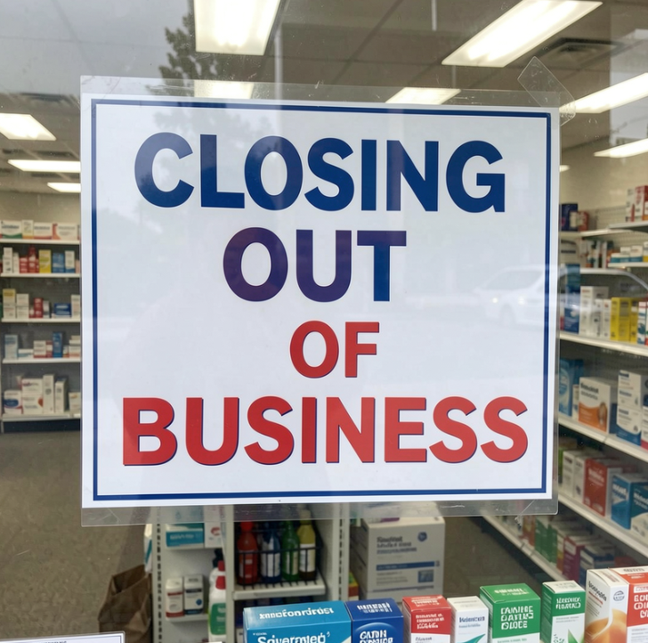 Closing Out of Business sign